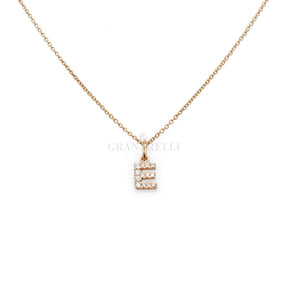 Girocolli Girocollo Iniziale E  in Oro rosa con Diamanti CRIVELLI