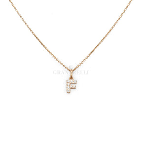 Girocolli Girocollo Iniziale F  in Oro rosa con Diamanti CRIVELLI