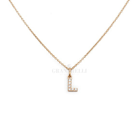 Girocolli Girocollo Iniziale L  in Oro rosa con Diamanti CRIVELLI