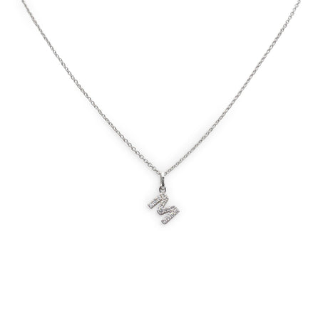 Girocollo Iniziale M in Oro Bianco con Diamanti-Girocolli-CRIVELLI- [SKU] -Gioielleria Granarelli