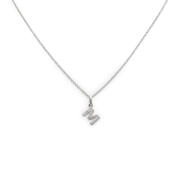 Girocollo Iniziale M in Oro Bianco con Diamanti-Girocolli-CRIVELLI- [SKU] -Gioielleria Granarelli