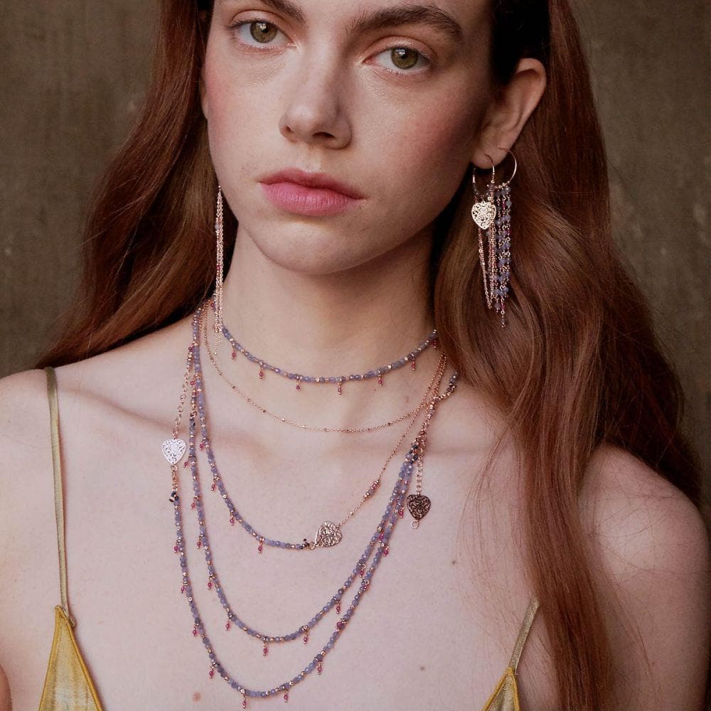 Girocollo Media Azzurra con Tanzanite e Rubellite-Girocolli-MAMAN ET SOPHIE- [SKU] -Gioielleria Granarelli