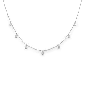 Girocollo Oro Bianco con Diamanti pendenti-Girocolli-CRIVELLI- [SKU] -Gioielleria Granarelli