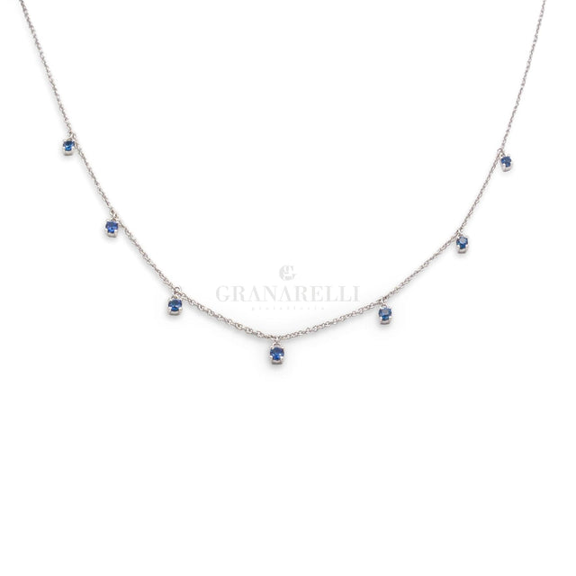 Girocollo Oro Bianco e Zaffiri pendenti-Girocolli-CRIVELLI- [SKU] -Gioielleria Granarelli