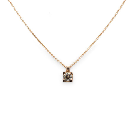Girocollo Punto Luce Diamante Brown in Oro Rosa-Girocolli-GRANARELLI-Gioielleria Granarelli