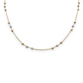 Girocollo Sfere Diamantate in Oro Giallo, Bianco e Rosa cm 45-Girocolli-GRANARELLI-Gioielleria Granarelli
