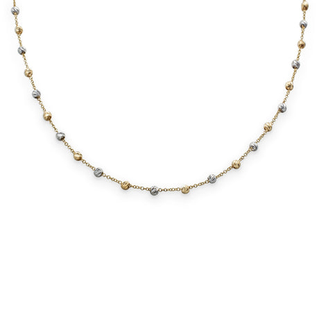 Girocollo Sfere Diamantate in Oro Giallo e Bianco cm 45-Girocolli-GRANARELLI-Gioielleria Granarelli