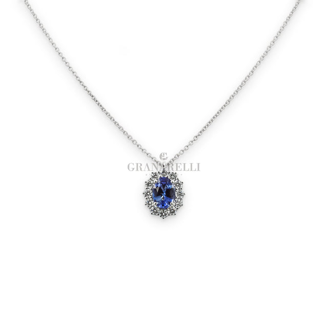 Girocollo Zaffiro e Diamanti in Oro Bianco-Girocolli-RECARLO-Gioielleria Granarelli