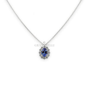 Girocollo Zaffiro e Diamanti in Oro Bianco-Girocolli-RECARLO-Gioielleria Granarelli