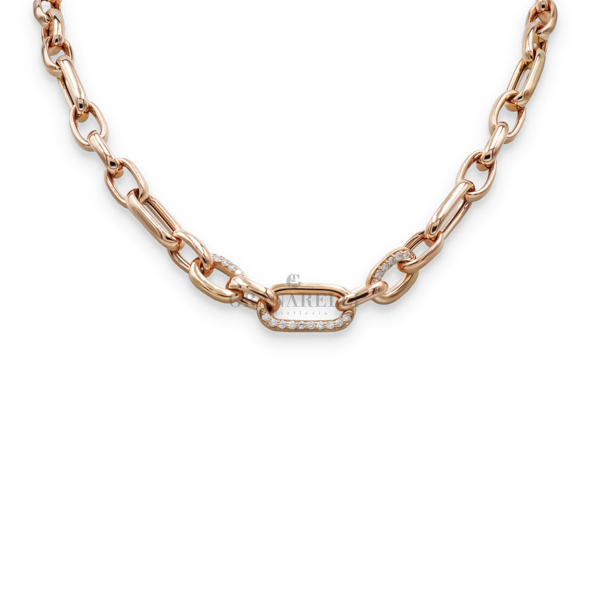 Girocollo catena e diamanti Oro rosa 1,66kt