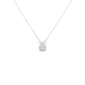 Girocollo in Oro Bianco con Diamante a Goccia e Diamanti Brillanti-Girocolli-RECARLO- [SKU] -Gioielleria Granarelli