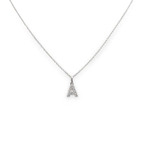 Girocollo iniziale A in Oro Bianco con Diamanti-Girocolli-CRIVELLI- [SKU] -Gioielleria Granarelli