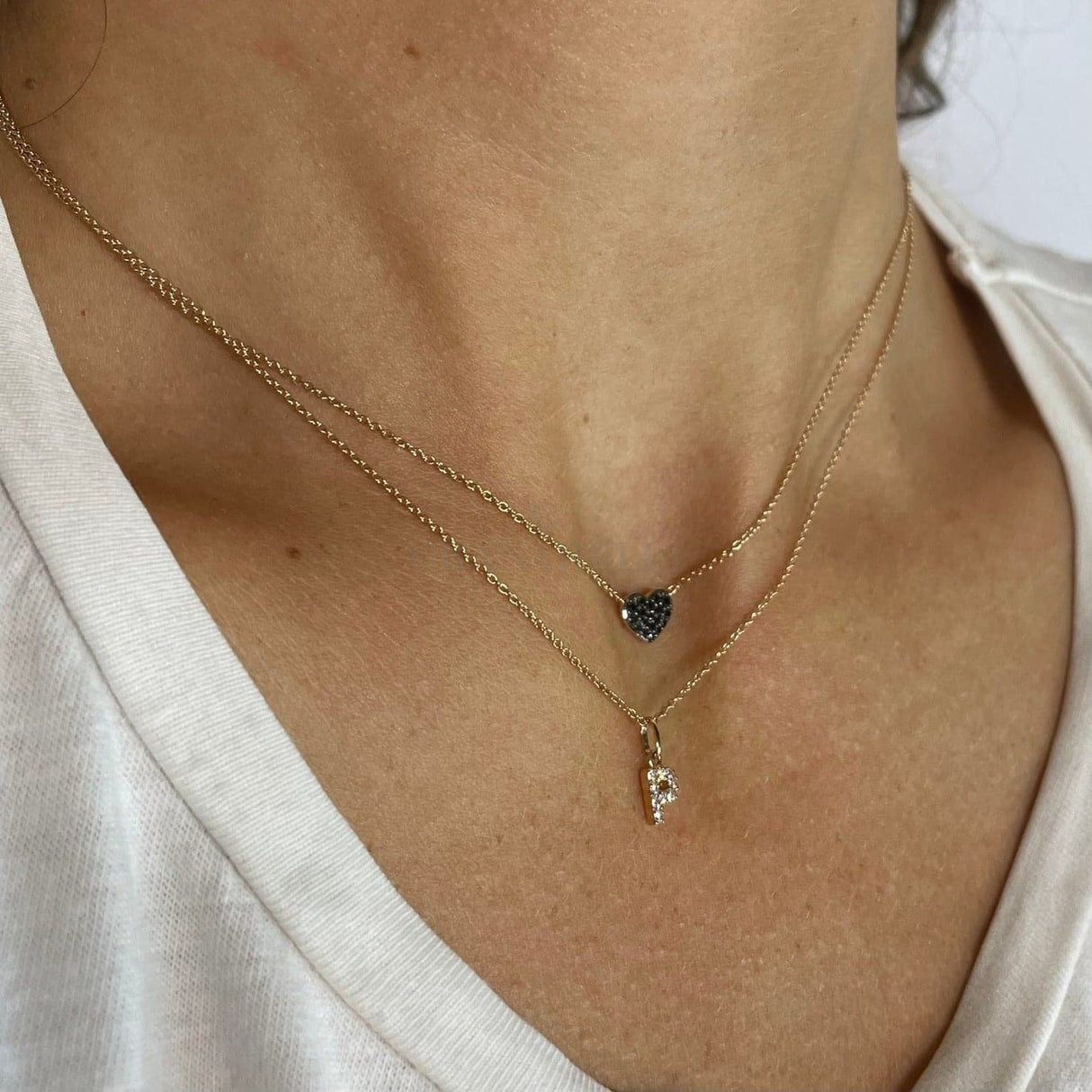 Girocolli Girocollo iniziale P  in Oro rosa con Diamanti CRIVELLI