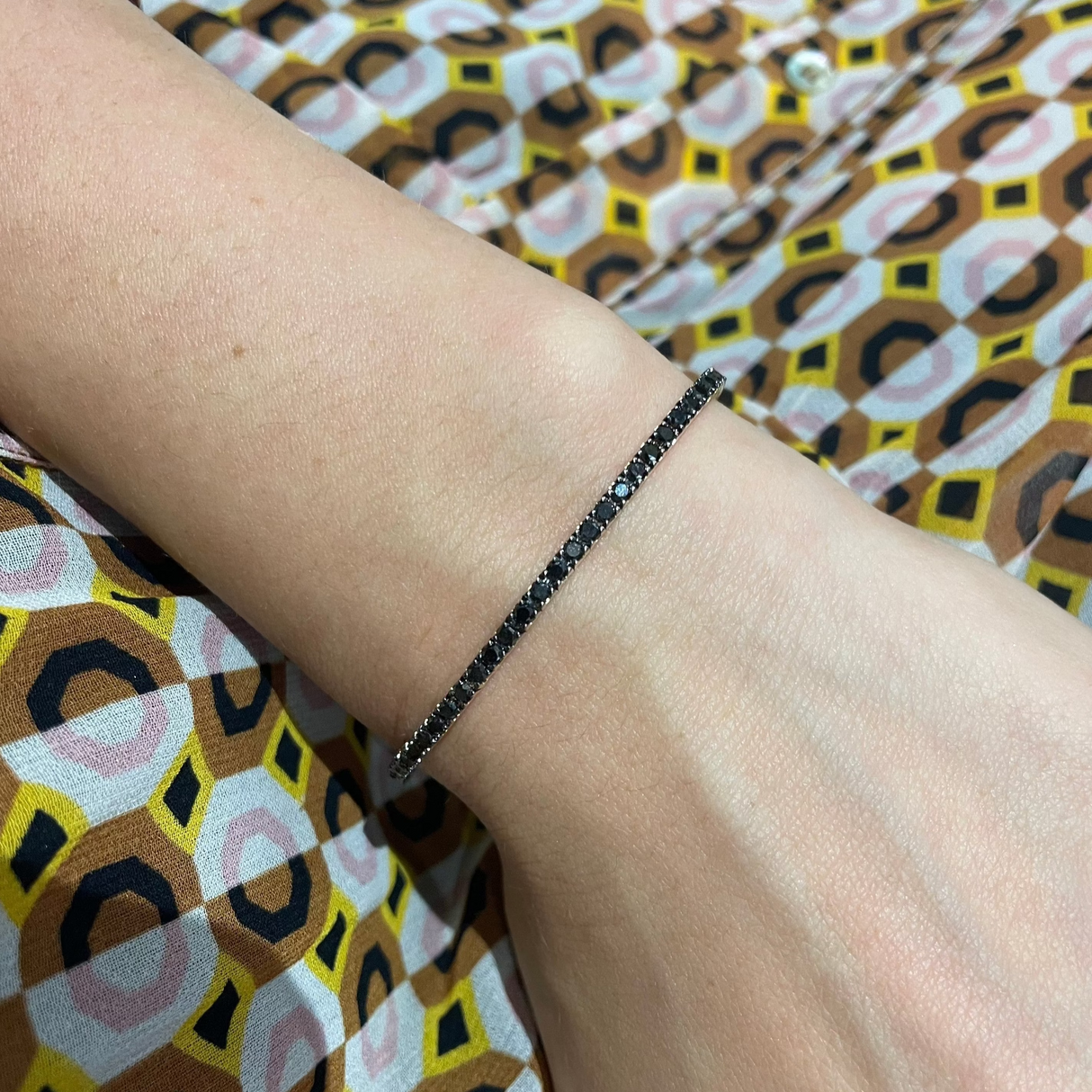 Bracciale Tennis Oro rosa e Diamanti Neri 3.60-Bracciali-CRIVELLI-Gioielleria Granarelli