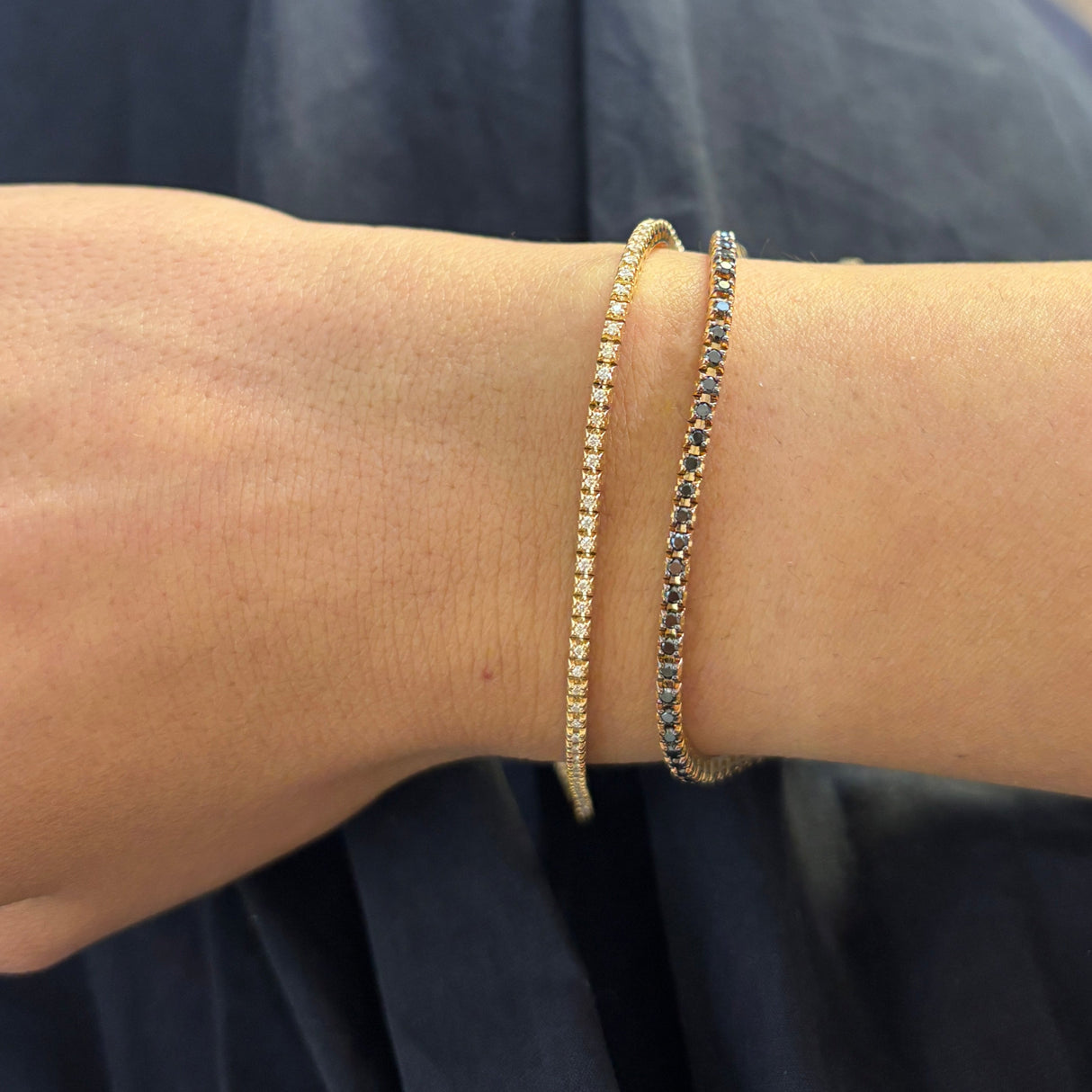 Bracciale Tennis Oro Rosa Diamanti Neri 1.60ct