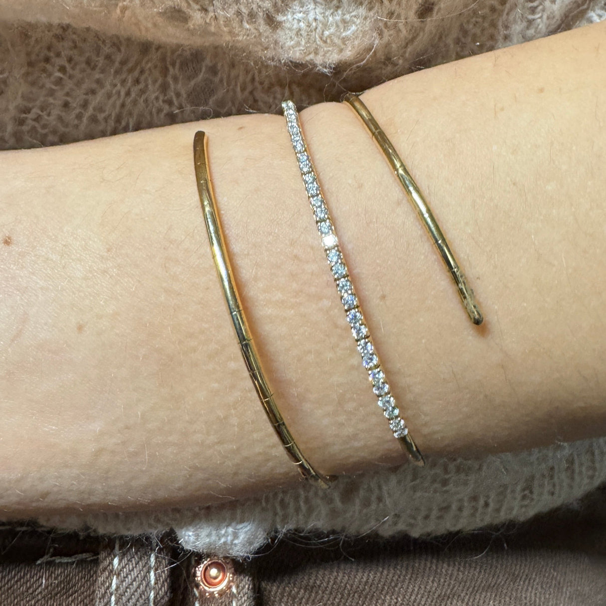 Bangle bracciale molla oro rosa e brillanti