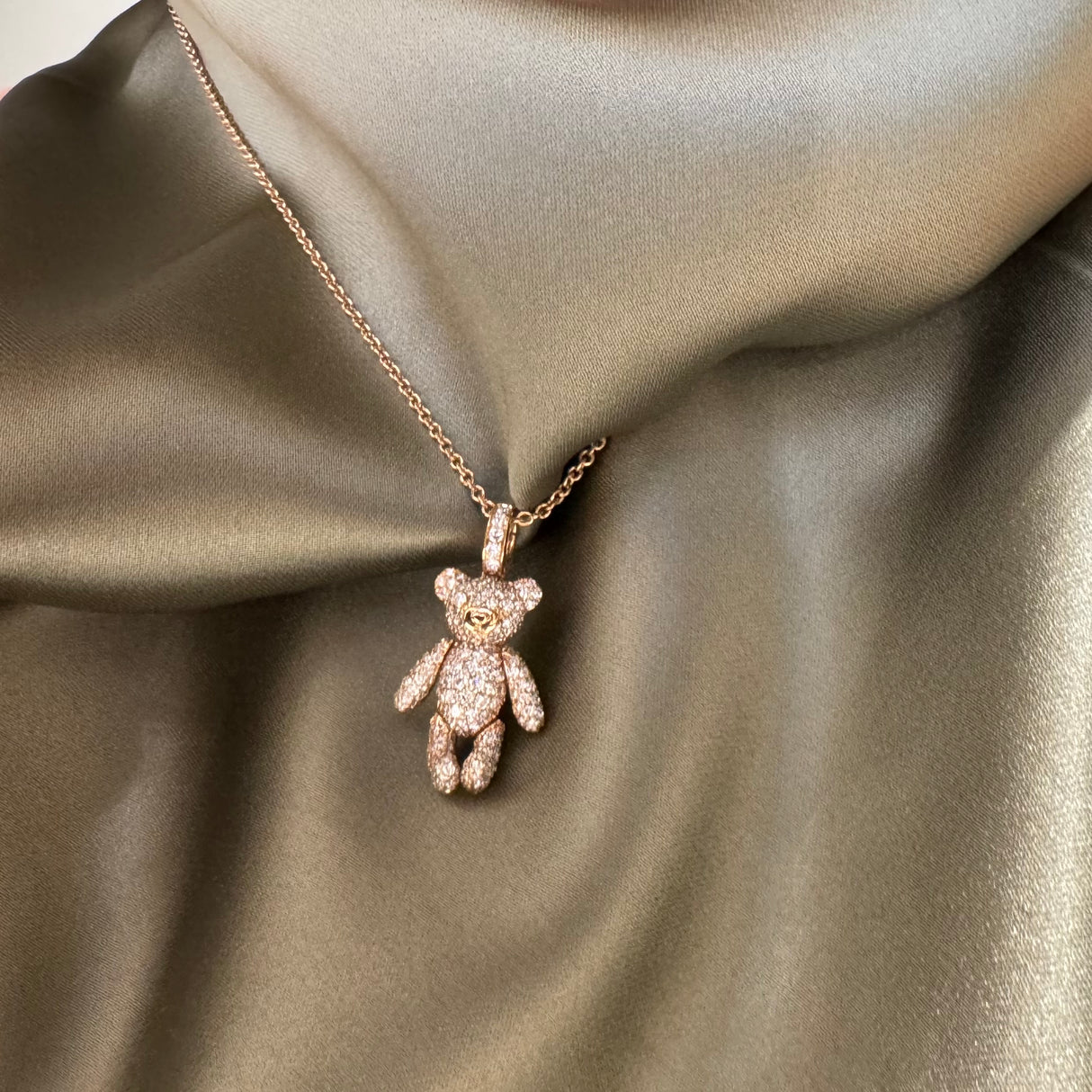 Girocollo Orsacchiotto di Diamanti in Oro Rosa