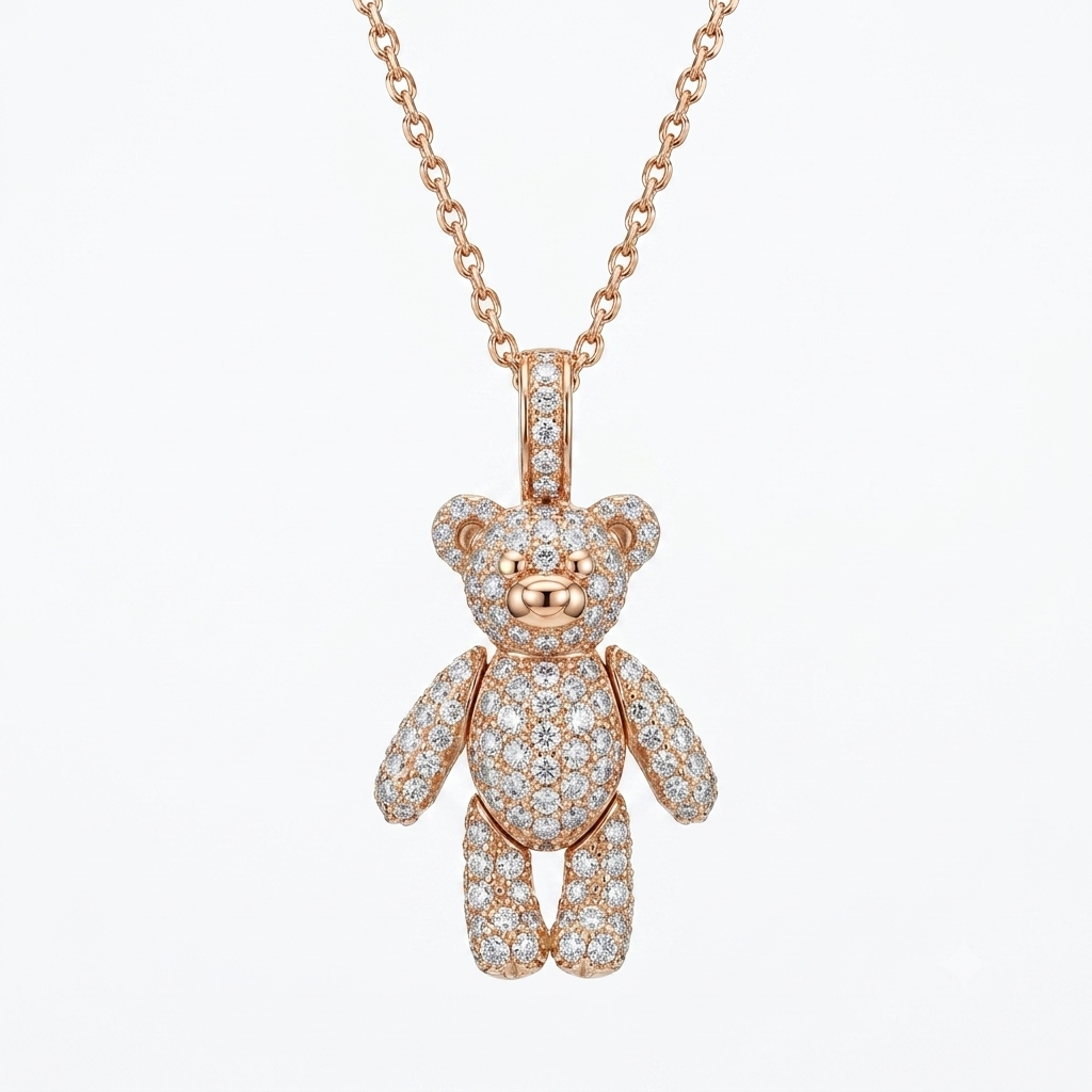 Girocollo Orsacchiotto di Diamanti in Oro Rosa