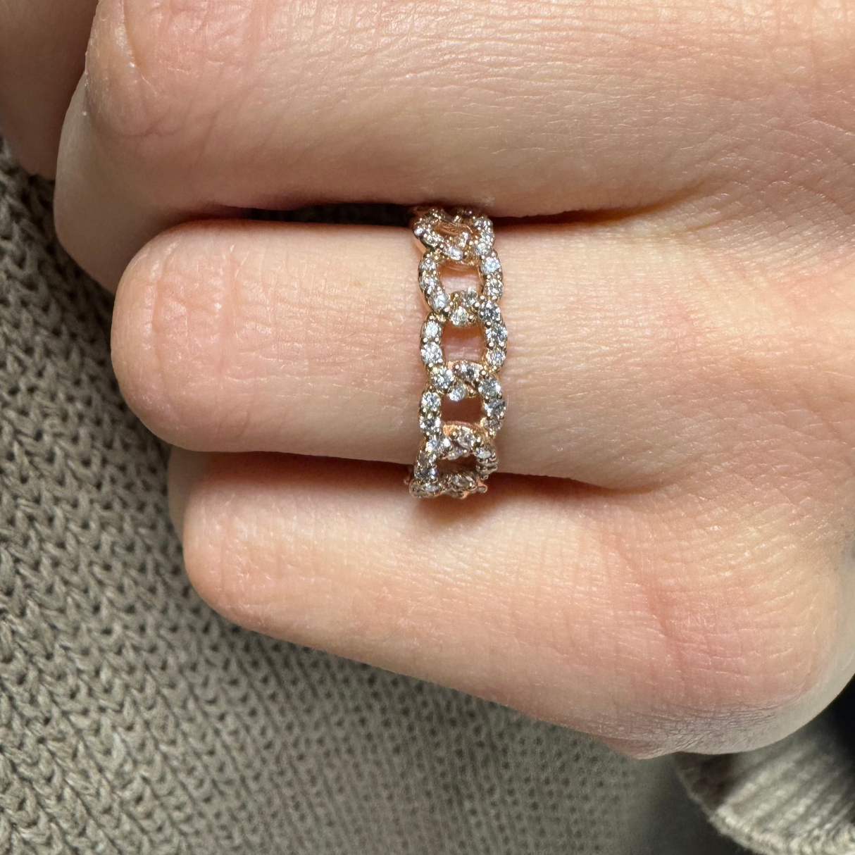 Anello Groumette rigida Diamanti in Oro Rosa