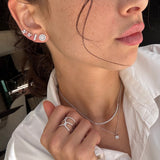Orecchini Illusione in Oro Bianco e Diamanti