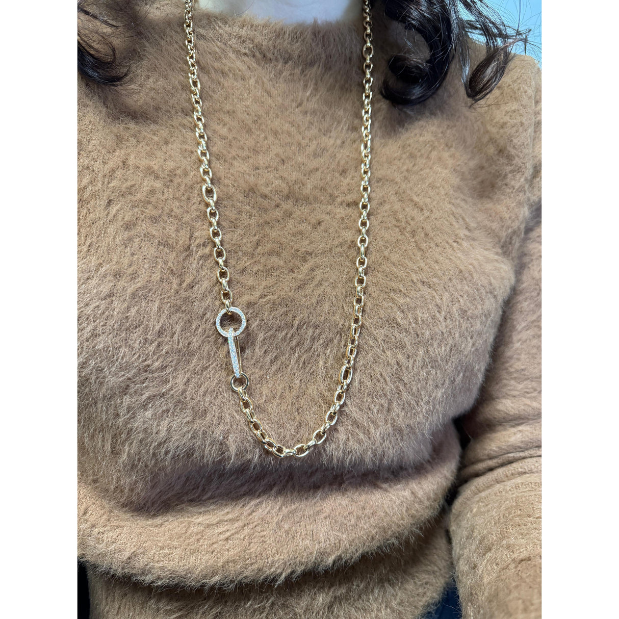 Collana Lunga Link di diamanti in Oro rosa