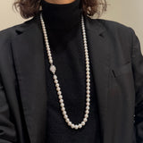 Collana Perle e diamanti in Oro Bianco