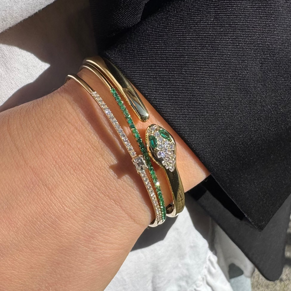 Bracciale Rigido oro giallo e Smeraldi