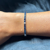 Bracciale Tennis Oro Bianco 18kt - Zaffiri Blu 6.98ct e Diamanti 0.68ct FVS