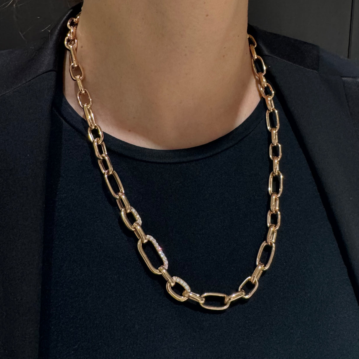 Girocollo catena e diamanti Oro rosa 1,66kt