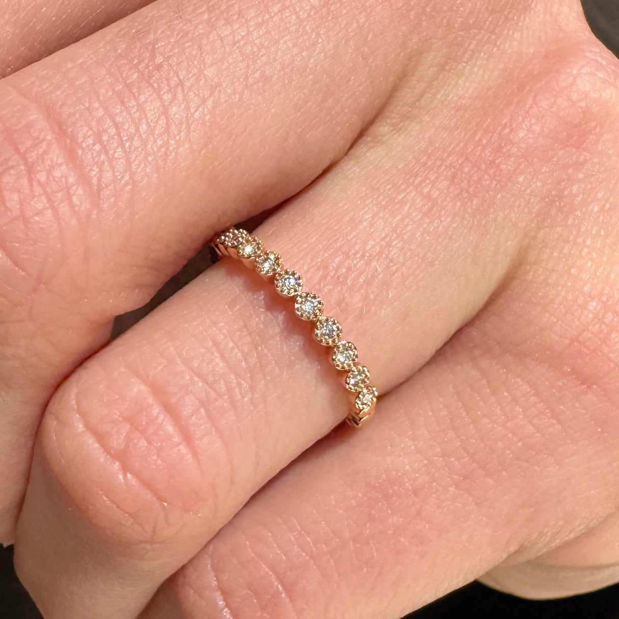 Rose gold and diamond gold bubble ring