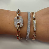 Bracelet with pink gold and diamond plate