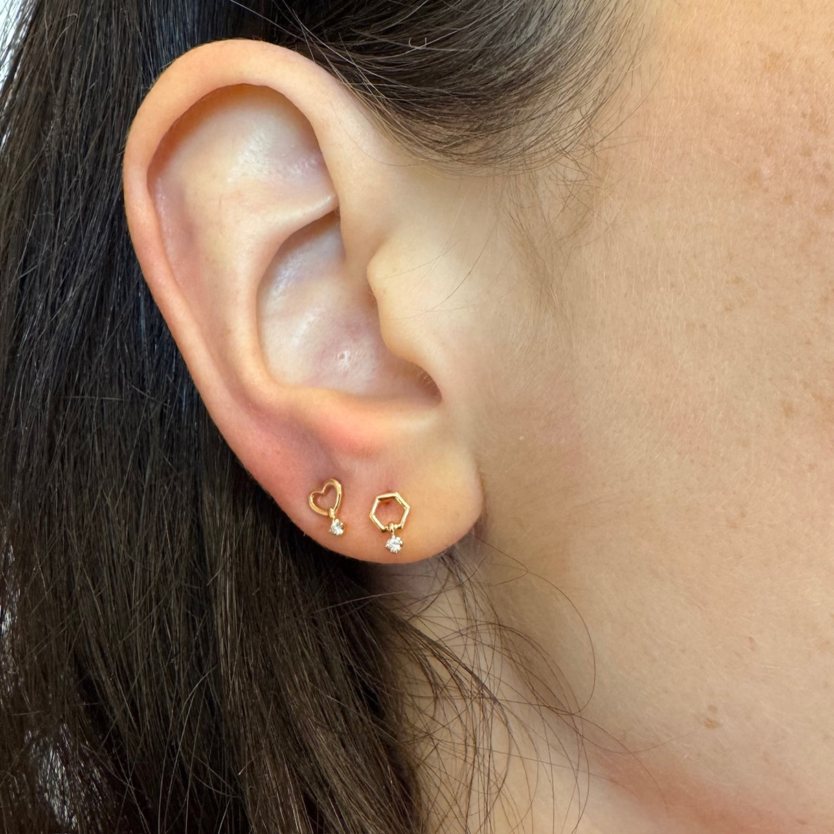 Orecchini Cuore e Diamanti Oro Rosa