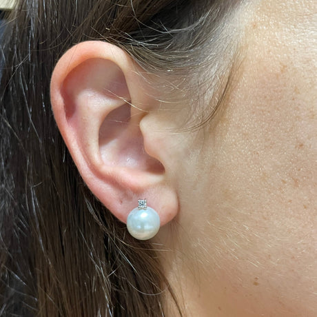 Orecchini Perla 10mm Con diamantiAKOYA-Orecchini-GRANARELLI-Gioielleria Granarelli