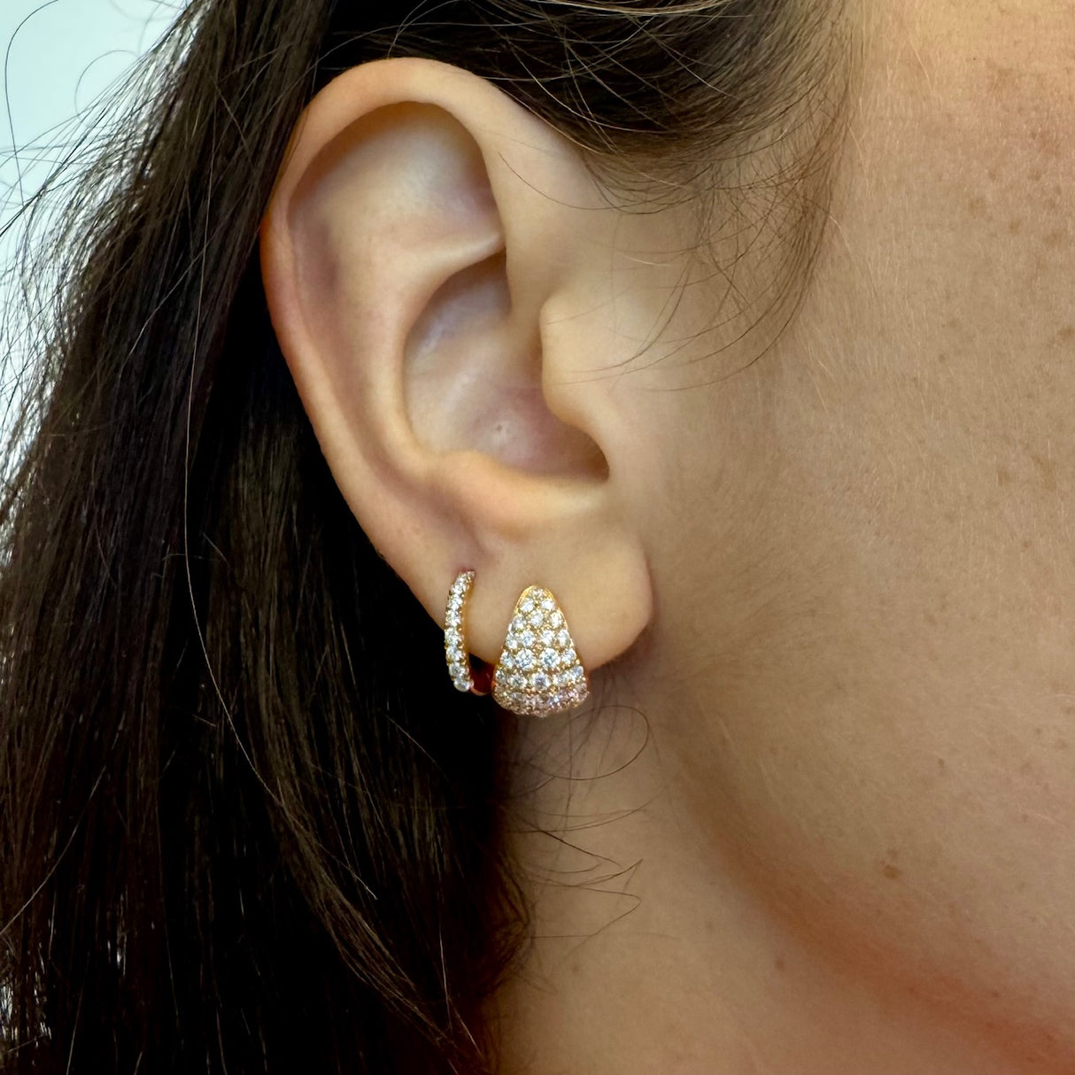 Orecchini Cerchi Diamanti 1.14kt In Oro Rosa