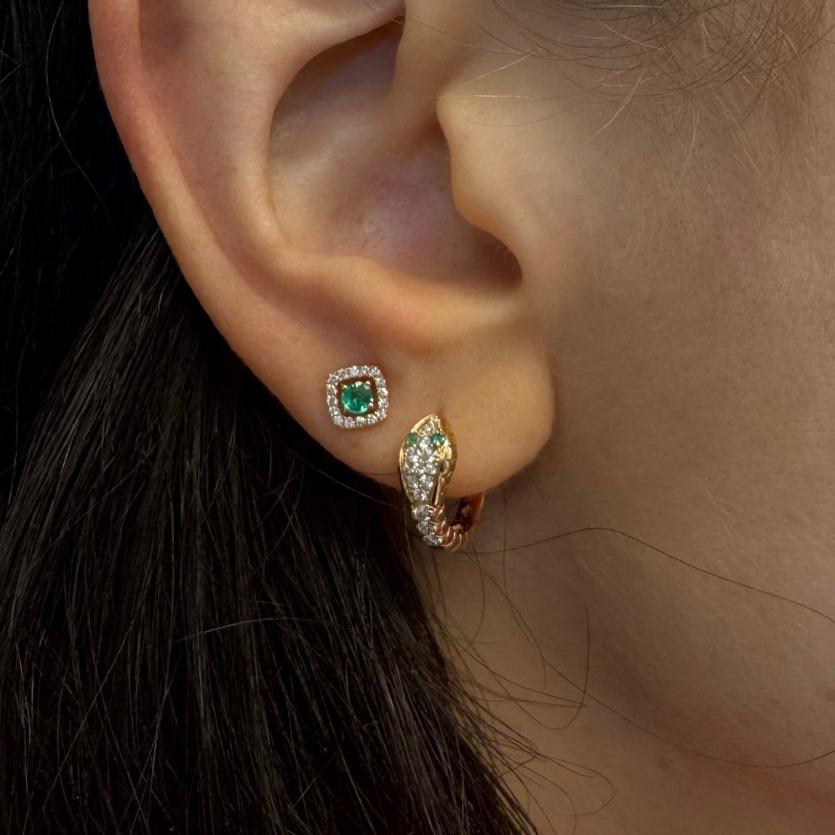 Boccole earrings snake seeds rose gold rims