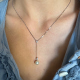 Girocollo con Perla  Ø 6 e diamanti in Oro Bianco