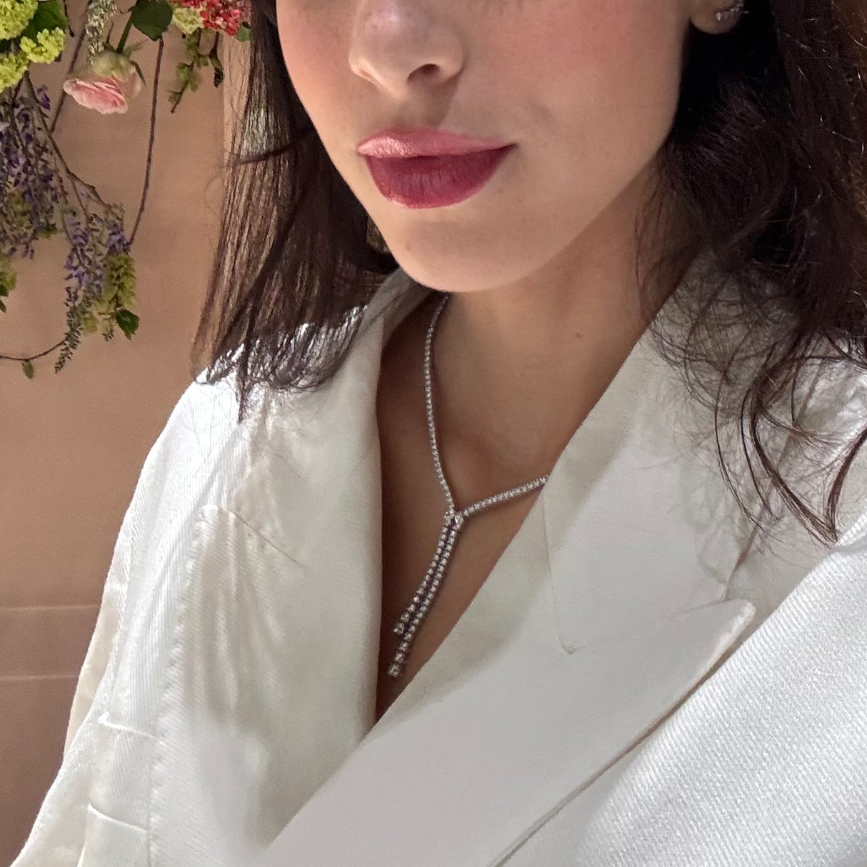 Collana Sciarpina con Diamanti Oro Bianco