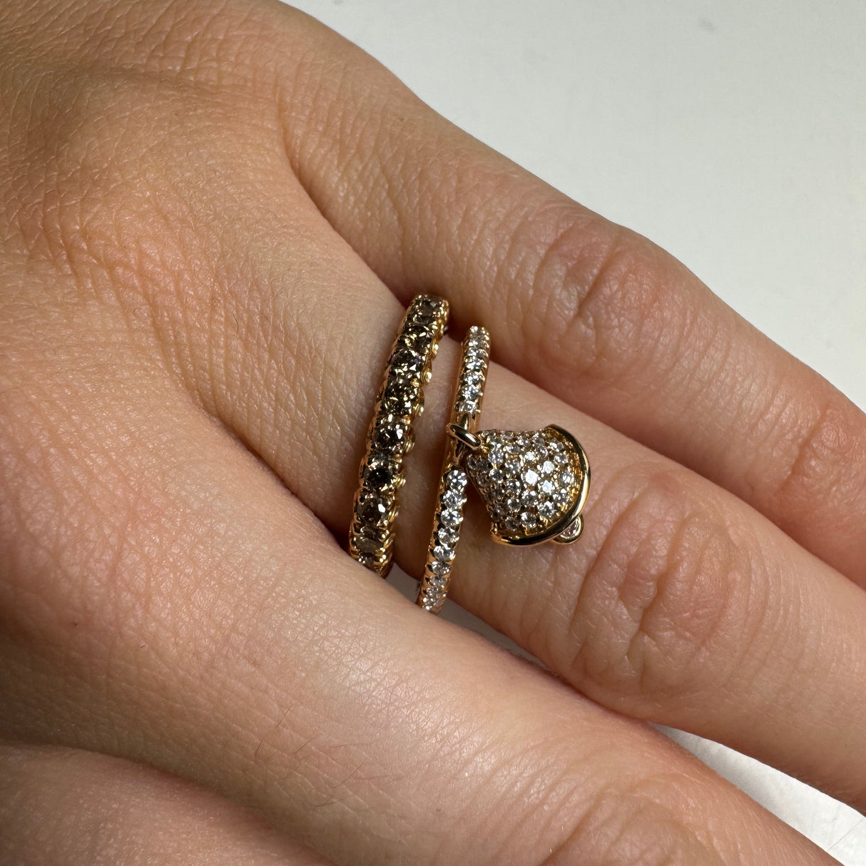 Anello Campanello con Diamanti in Oro Rosa