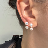 Orecchini doppia perle 6/6,5 mm oro 9kt