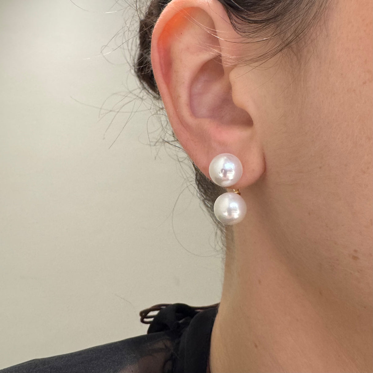 Orecchini doppia perle 10mm oro 9kt