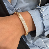 Bracelet with pink gold and diamond plate