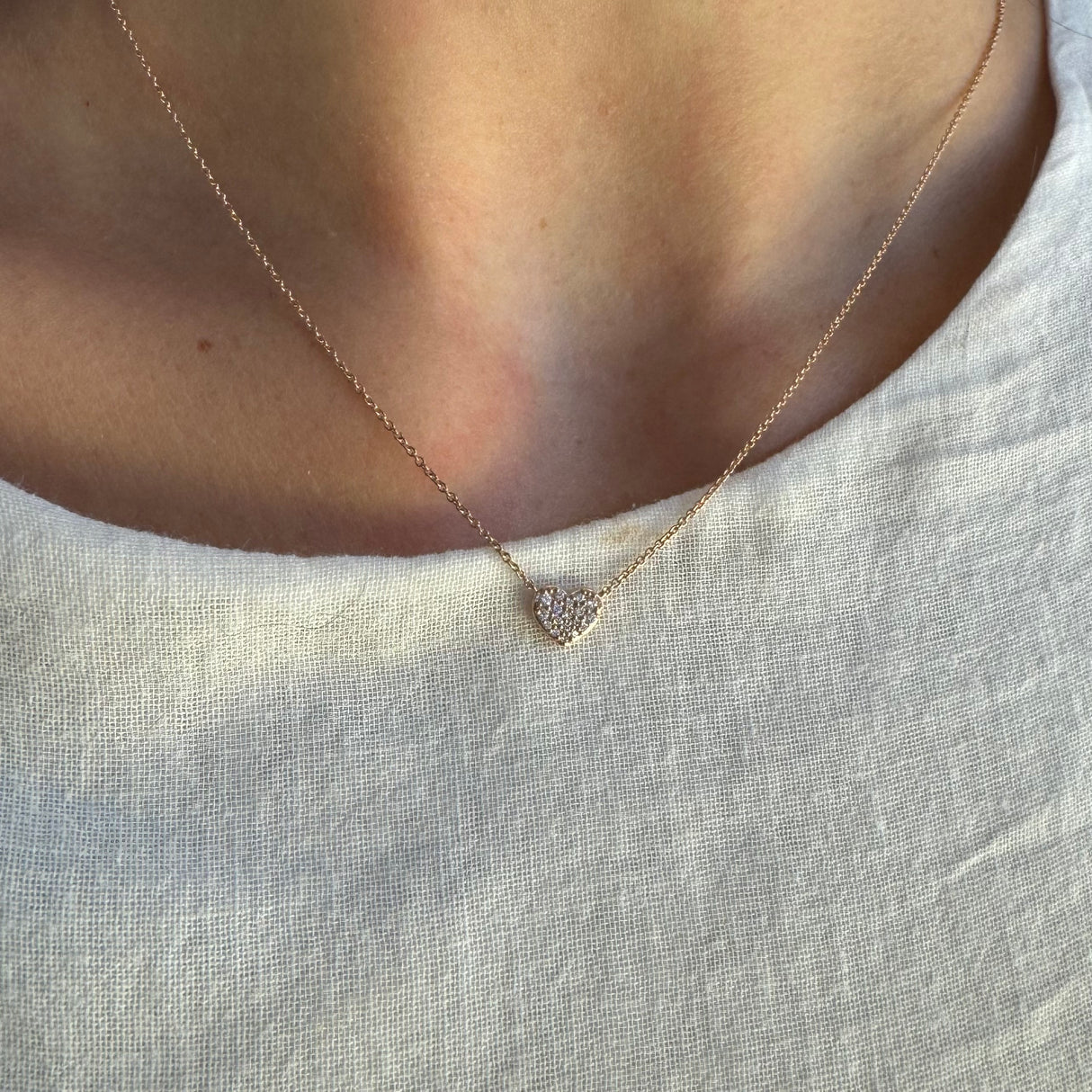 Girocollo Cuore Oro Rosa e Diamanti