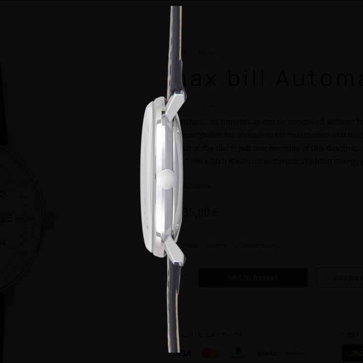 Max Bill Automatic Quadrante Argento Cinturino Pelle