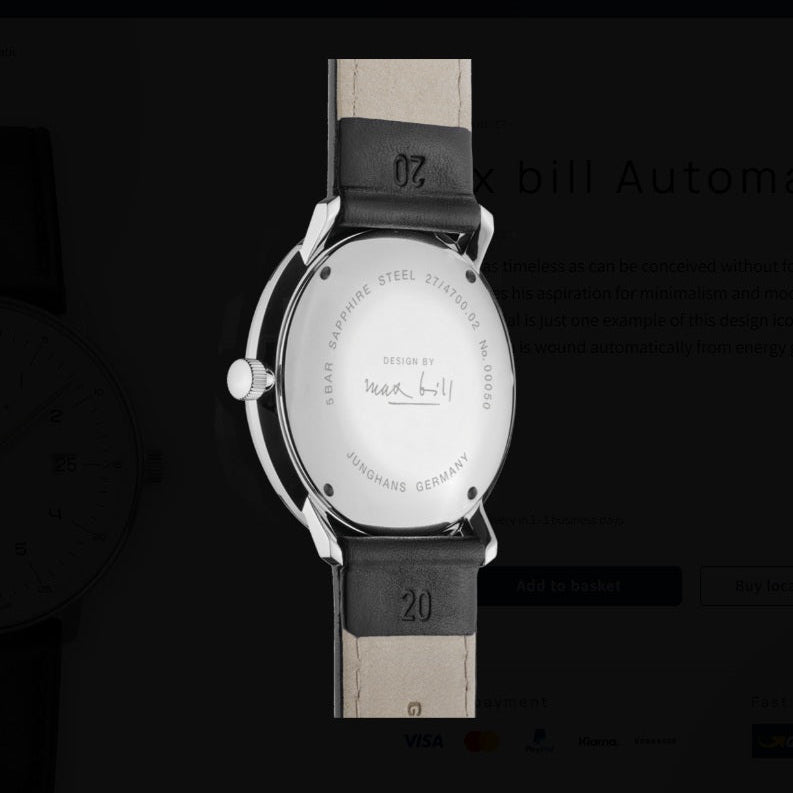 Max Bill Automatic Quadrante Argento Cinturino Pelle