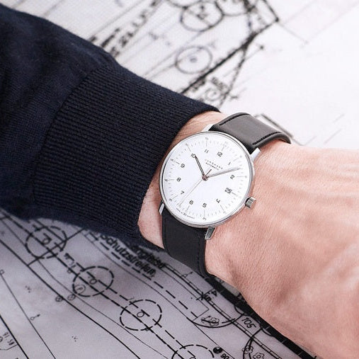 Max Bill Automatic Quadrante Argento Cinturino Pelle