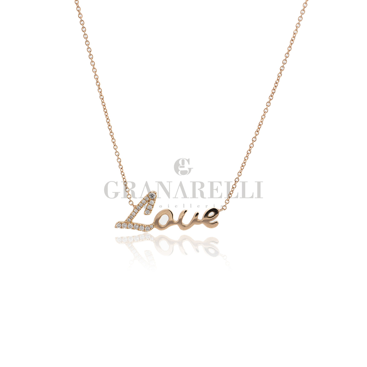 Love necklace in rose gold and diamonds
