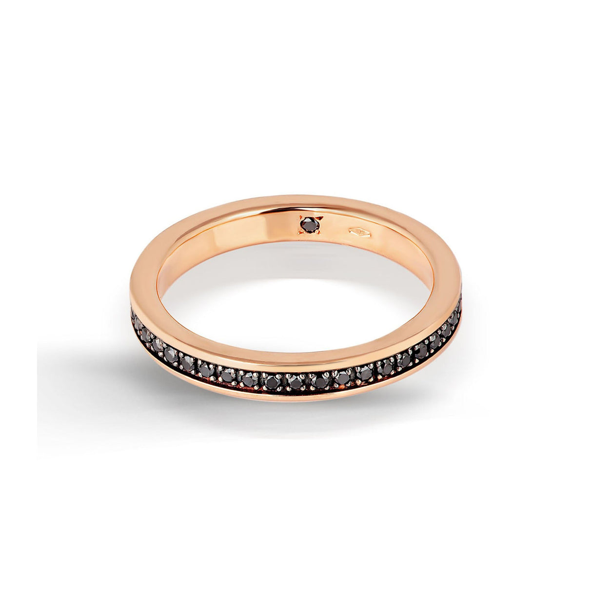 Anello Fedina Uomo Oro Rosa 9kt e Diamanti Neri