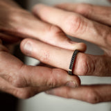 Anello Fedina Uomo Titanio Oro Rosa Diamanti Neri