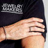 Anello Fedina Uomo Titanio Oro Rosa Diamanti Neri