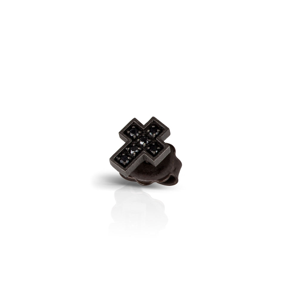 MONO ORECCHINO UOMO CROCI IN TITANIO E DIAMANTI BLACK